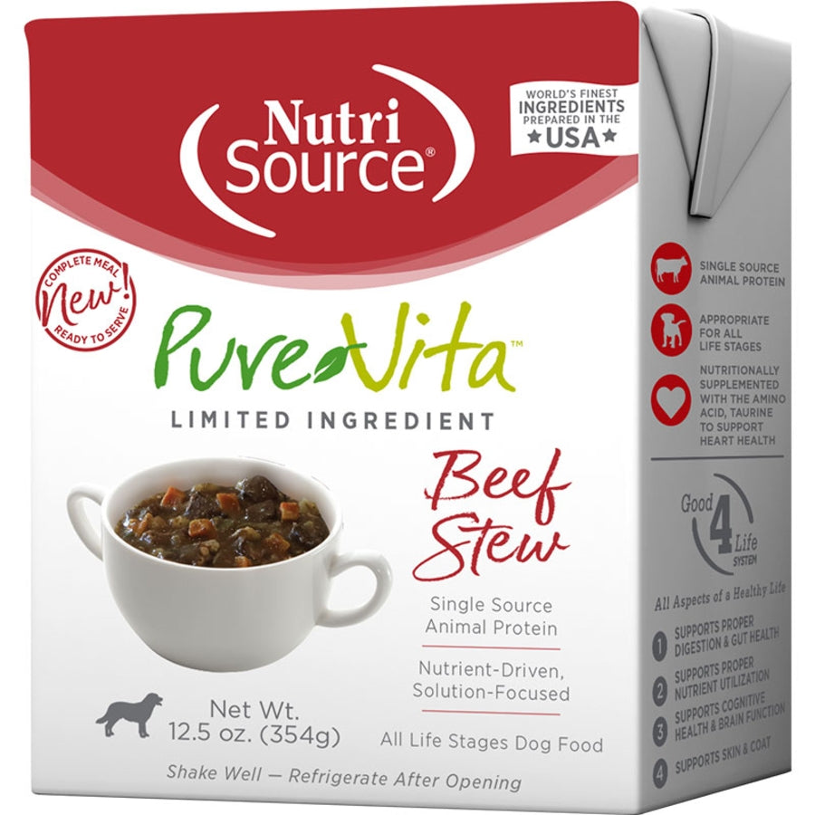 Pure Vita Beef Tetra Pak Beef Stew 12.5oz Case for Dogs