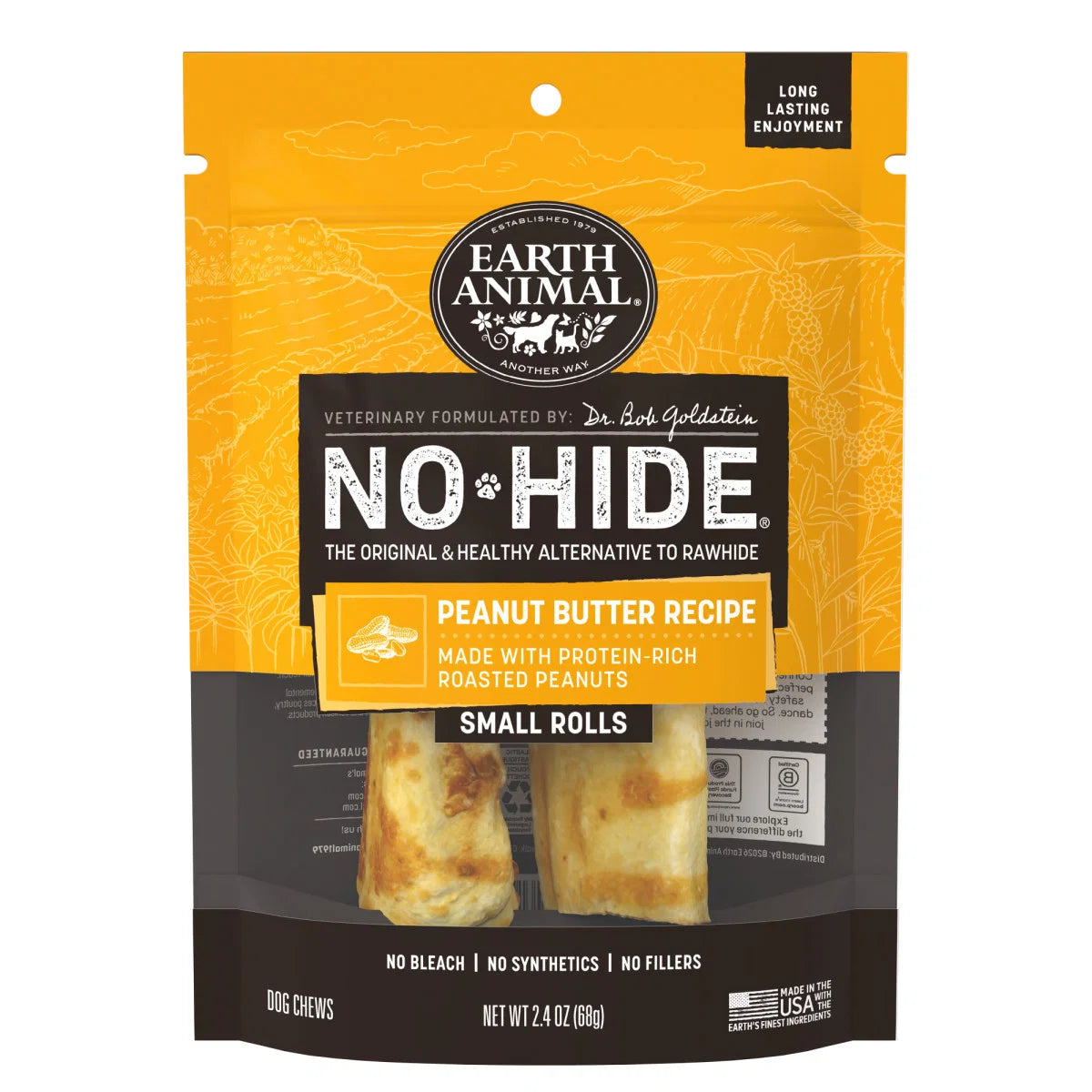 Earth Animal No-Hide Peanut Butter 4in 2ct