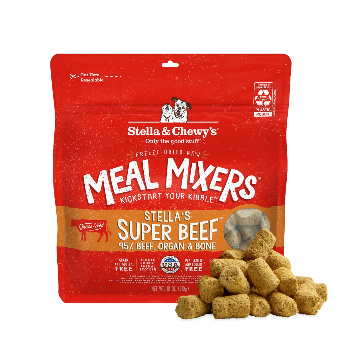 Stella & Chewy's Freeze Dried "Meal Mixers" Beef 18oz for Dogs