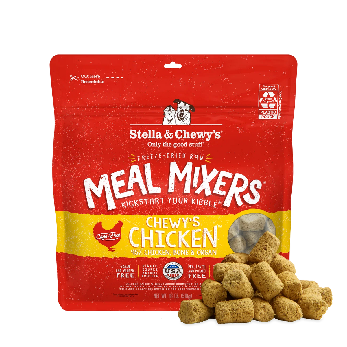 Stella & Chewy's Freeze Dried "Meal Mixers" Chicken 18oz for Dogs