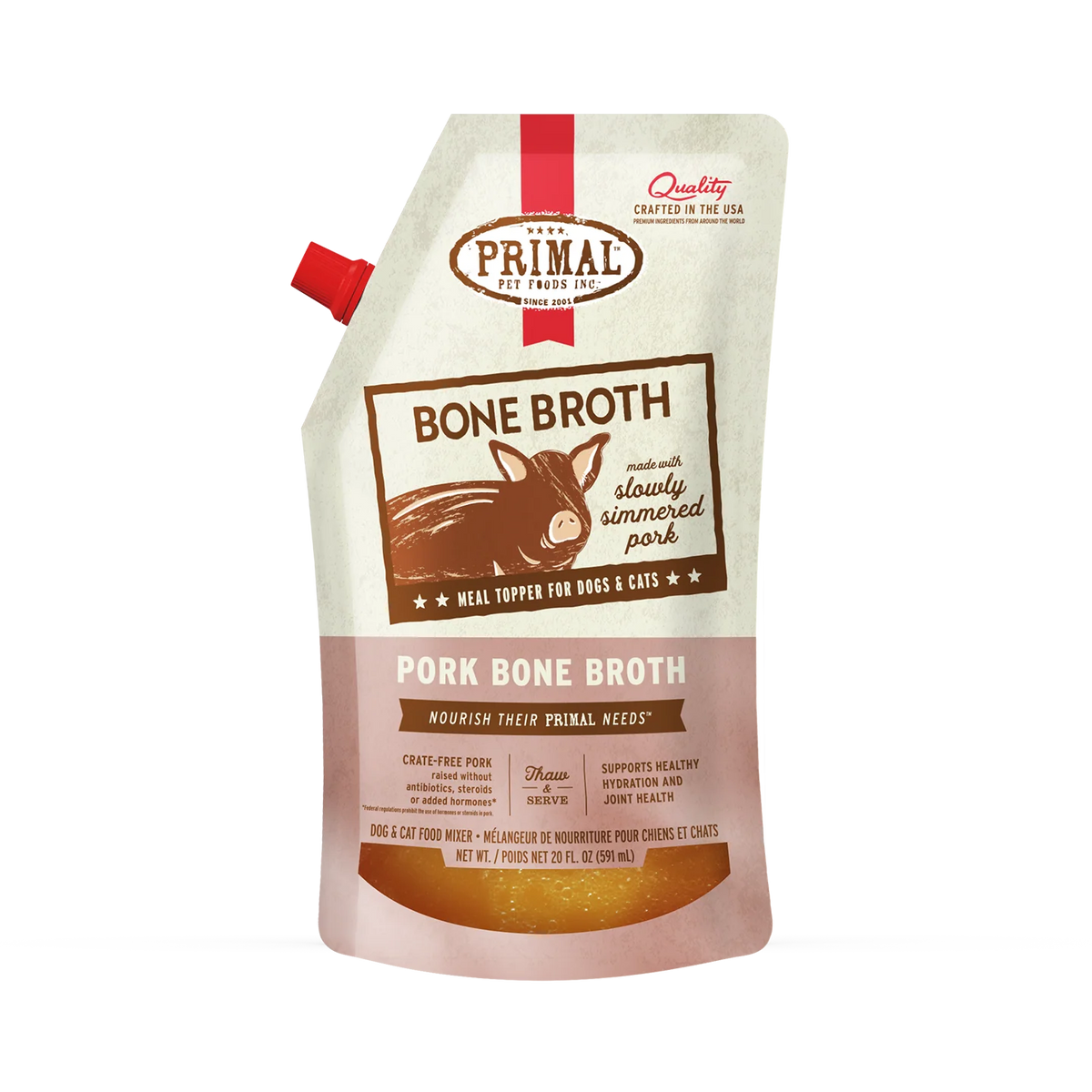 Primal Pork Bone Broth 20oz for Dogs & Cats