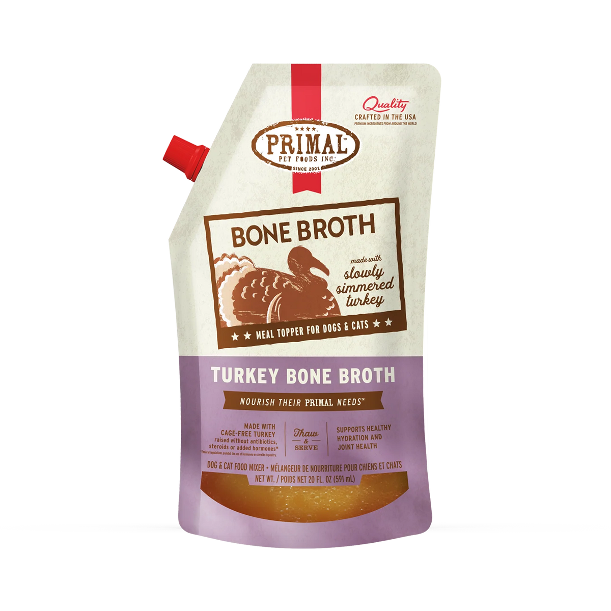 Primal Turkey Bone Broth 20oz for Dogs