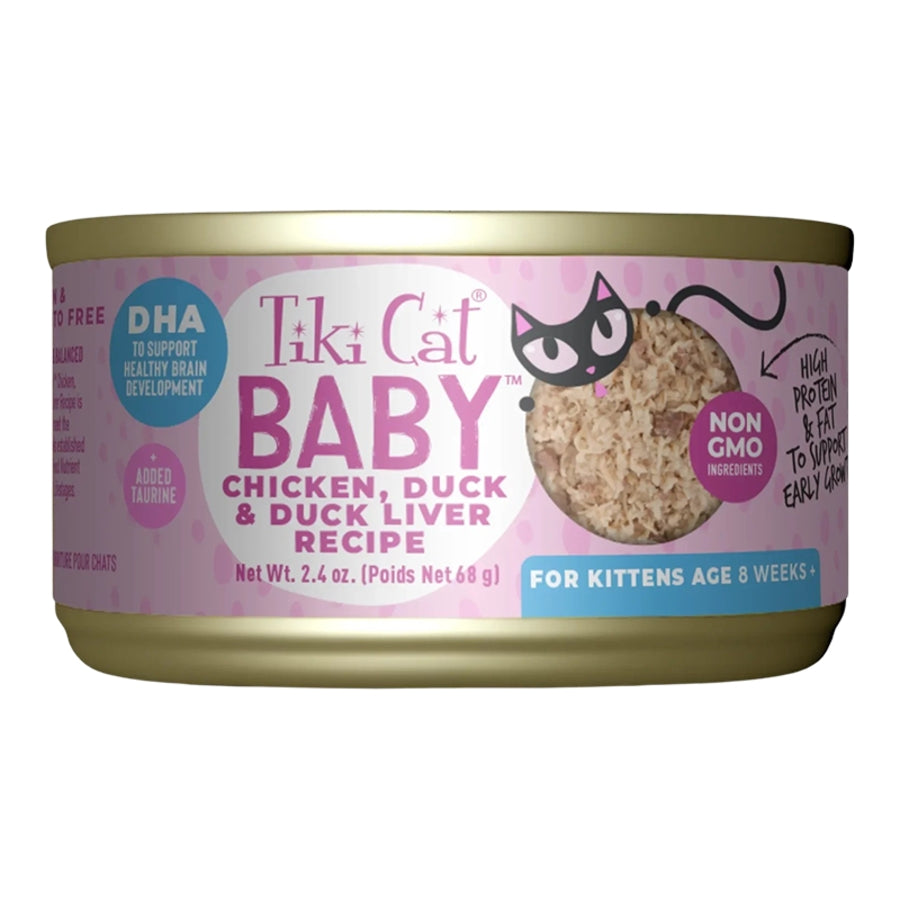 Tiki Cat Kitten Shredded Chicken & Duck 2.4oz Case For Cats