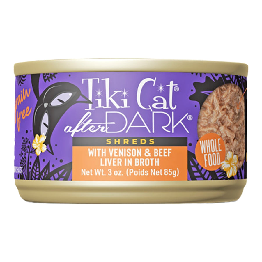Tiki Cat After Dark Shreds Venison & Beef Liver In Broth 3oz Case For Cats