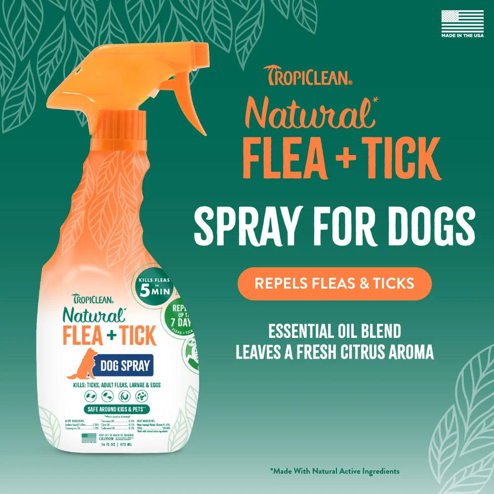 TropiClean Natural Flea and Tick Dog/Home spray 16oz
