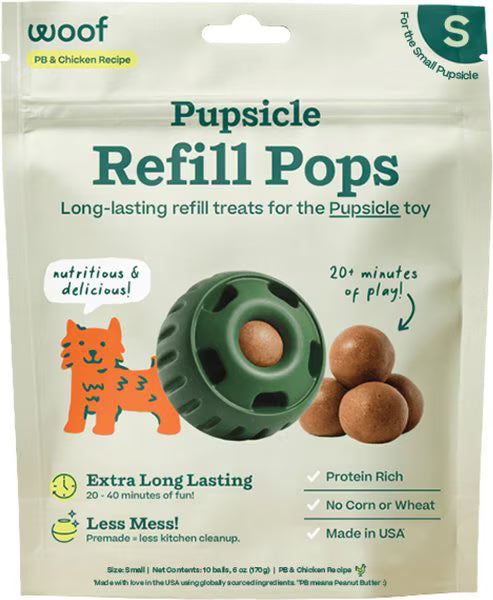 Woof Pupsicle Refill Pops Peanut Butter & Chicken Small for Dogs