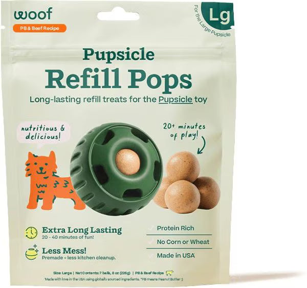Woof Pupsicle Refill Pops PB & Beef Large for Dogs